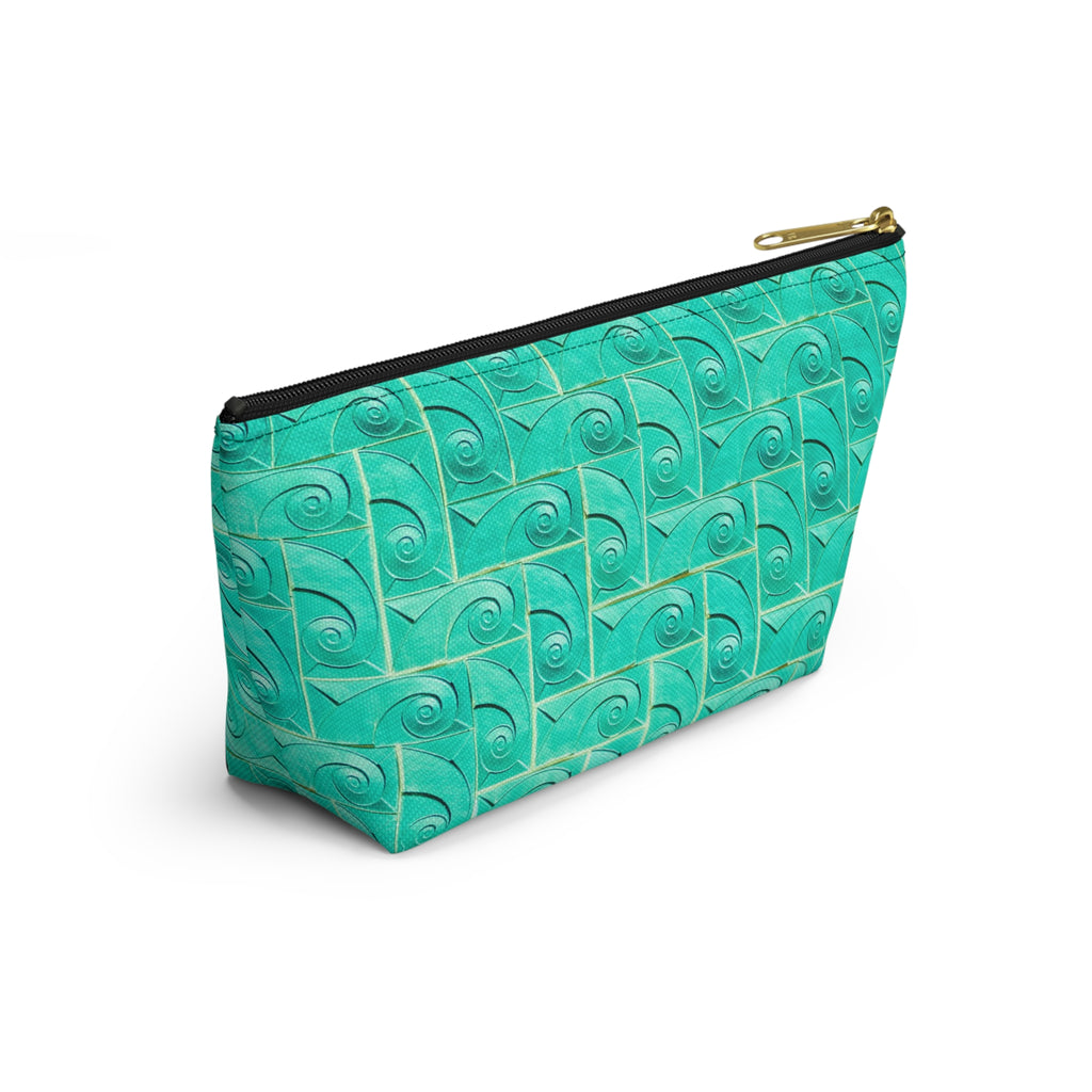 Glamorous Art Deco Makeup Bag - Accessory Cosmetic Pouch | THE ROSCOE - Turquoise Swirl