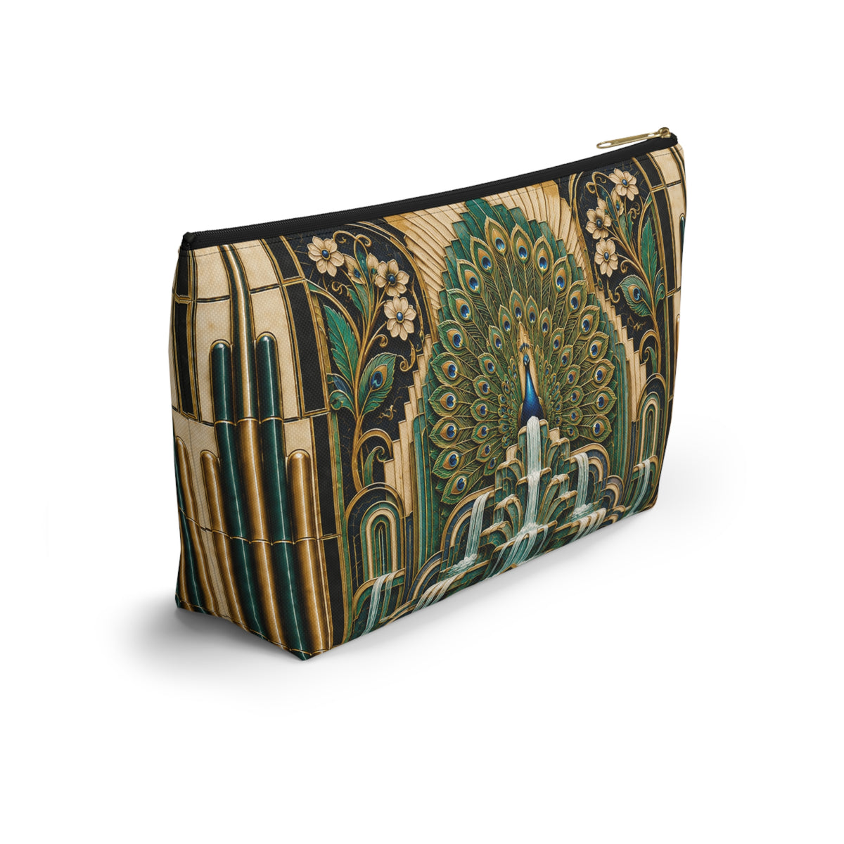 THE PLUME - Emerald Gold | Glamorous Art Deco Makeup Bag - Accessory Cosmetic Pouch