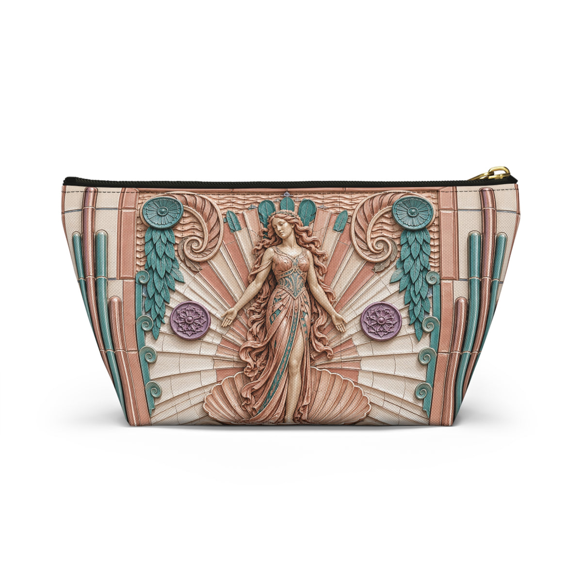 THE VENUS - Rose Teal | Glamorous Art Deco Makeup Bag - Accessory Cosmetic Pouch