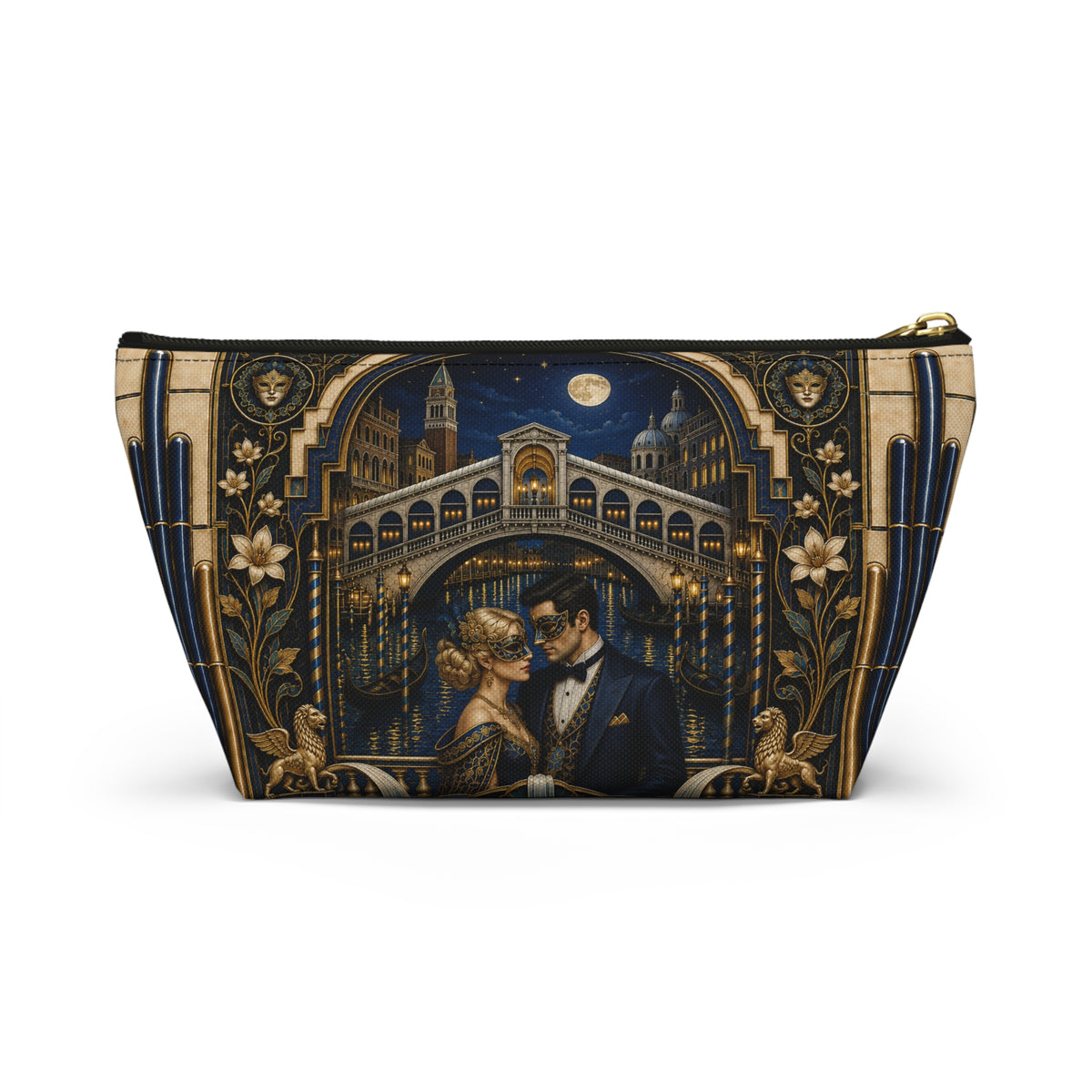 THE VENETIAN - Midnight Masquerade | Glamorous Art Deco Makeup Bag - Accessory Cosmetic Pouch