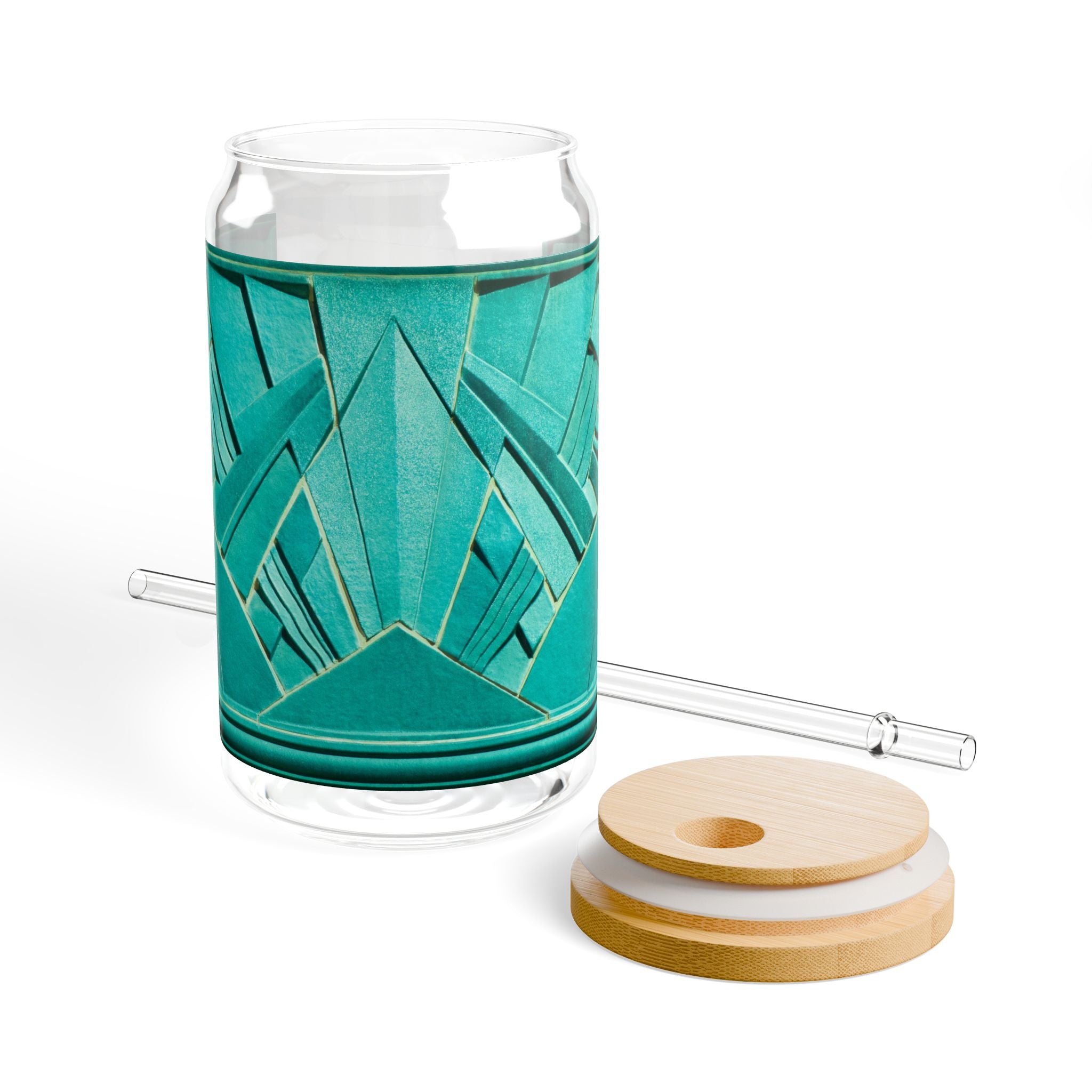 THE OPULENCE - Teal Treat | Glamorous ART DECO SIPPER GLASS 16oz