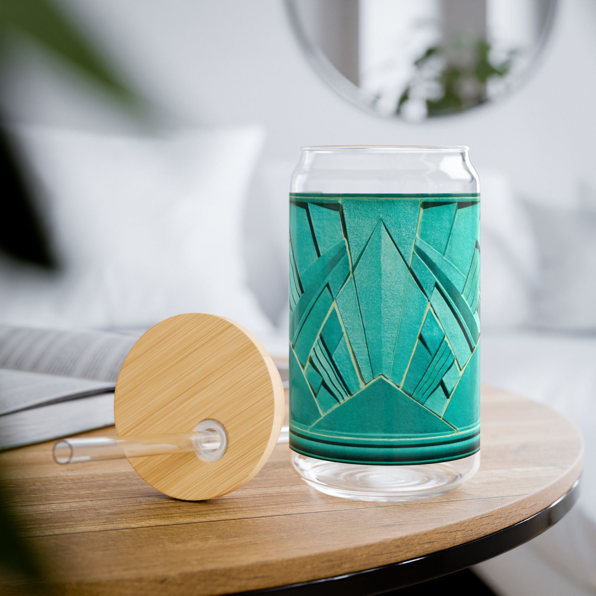 THE OPULENCE - Teal Treat | Glamorous ART DECO SIPPER GLASS 16oz