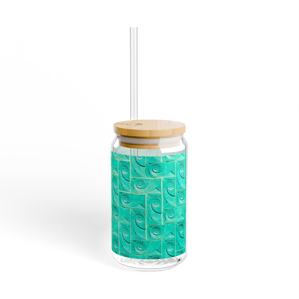 THE ROSCOE - Teal Swirl | Glamorous ART DECO SIPPER GLASS 16oz