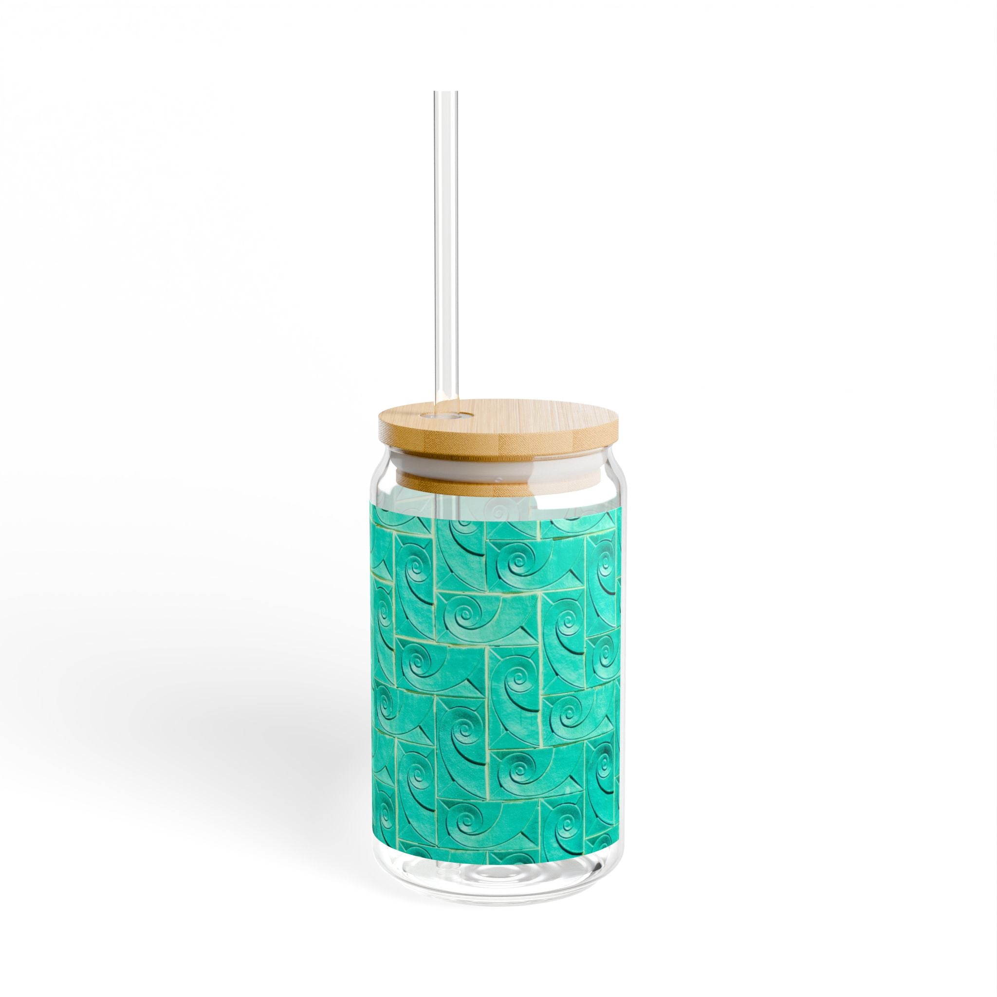 THE ROSCOE - Teal Swirl | Glamorous ART DECO SIPPER GLASS 16oz
