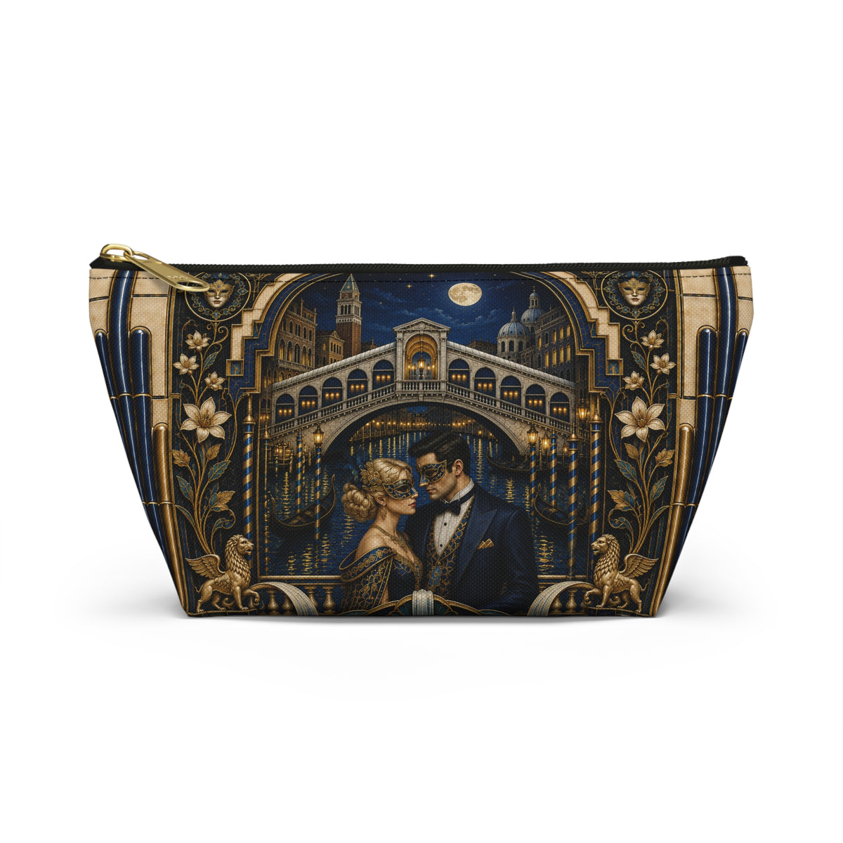 THE VENETIAN - Midnight Masquerade | Glamorous Art Deco Makeup Bag - Accessory Cosmetic Pouch