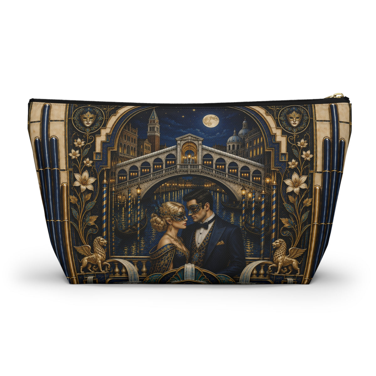 THE VENETIAN - Midnight Masquerade | Glamorous Art Deco Makeup Bag - Accessory Cosmetic Pouch
