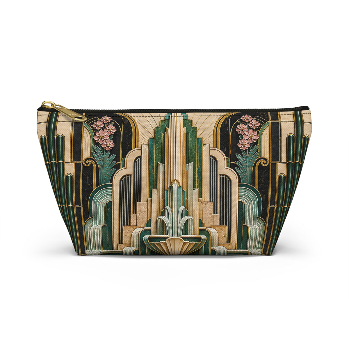 THE PARAMOUNT - Emerald Gold | Glamorous Art Deco Makeup Bag - Accessory Cosmetic Pouch