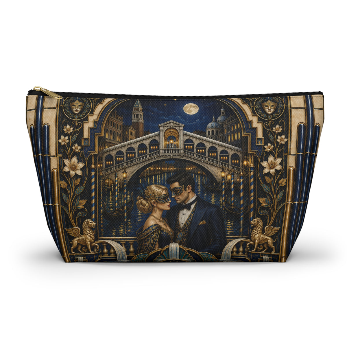 THE VENETIAN - Midnight Masquerade | Glamorous Art Deco Makeup Bag - Accessory Cosmetic Pouch