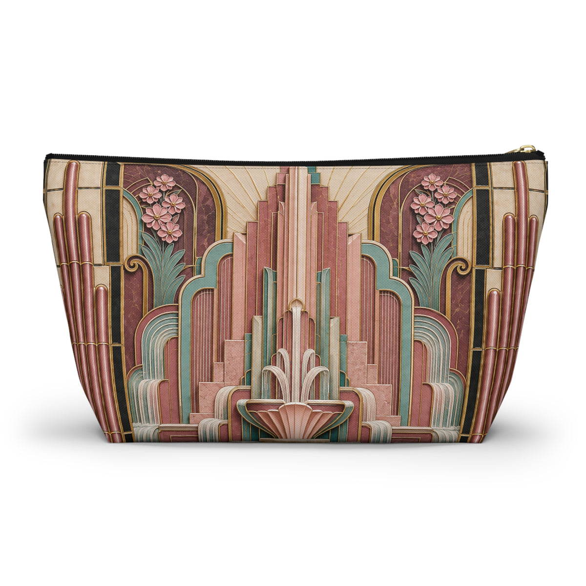 THE PARAMOUNT - Rose Pink | Glamorous Art Deco Makeup Bag - Accessory Cosmetic Pouch