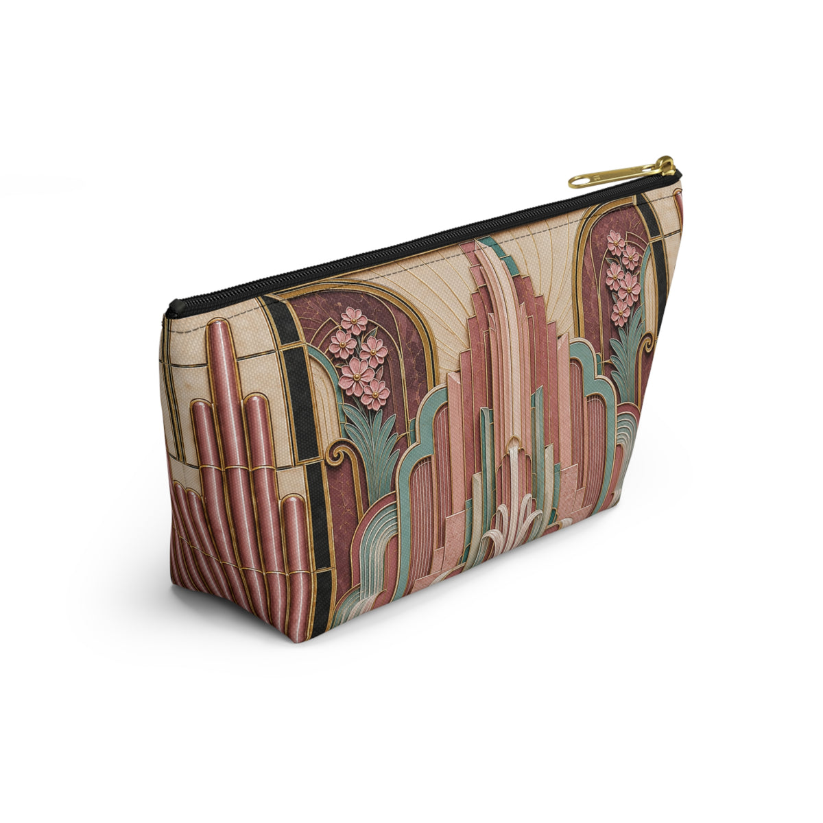 THE PARAMOUNT - Rose Pink | Glamorous Art Deco Makeup Bag - Accessory Cosmetic Pouch