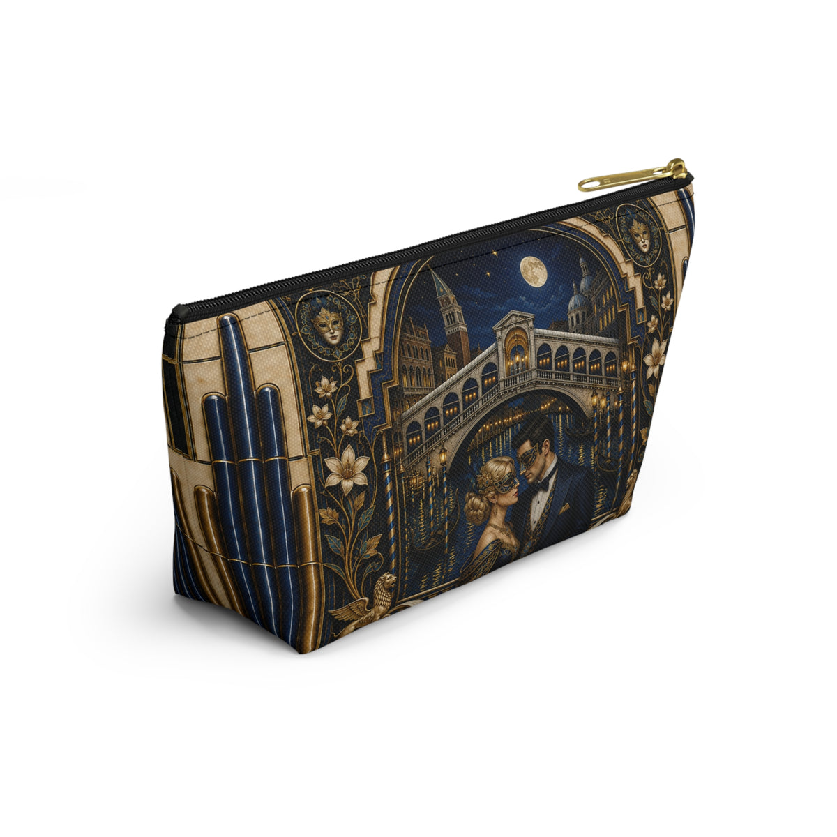 THE VENETIAN - Midnight Masquerade | Glamorous Art Deco Makeup Bag - Accessory Cosmetic Pouch