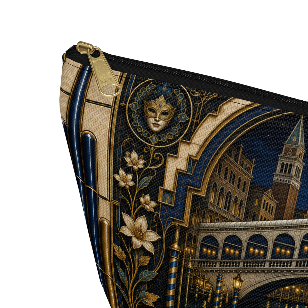 THE VENETIAN - Midnight Masquerade | Glamorous Art Deco Makeup Bag - Accessory Cosmetic Pouch