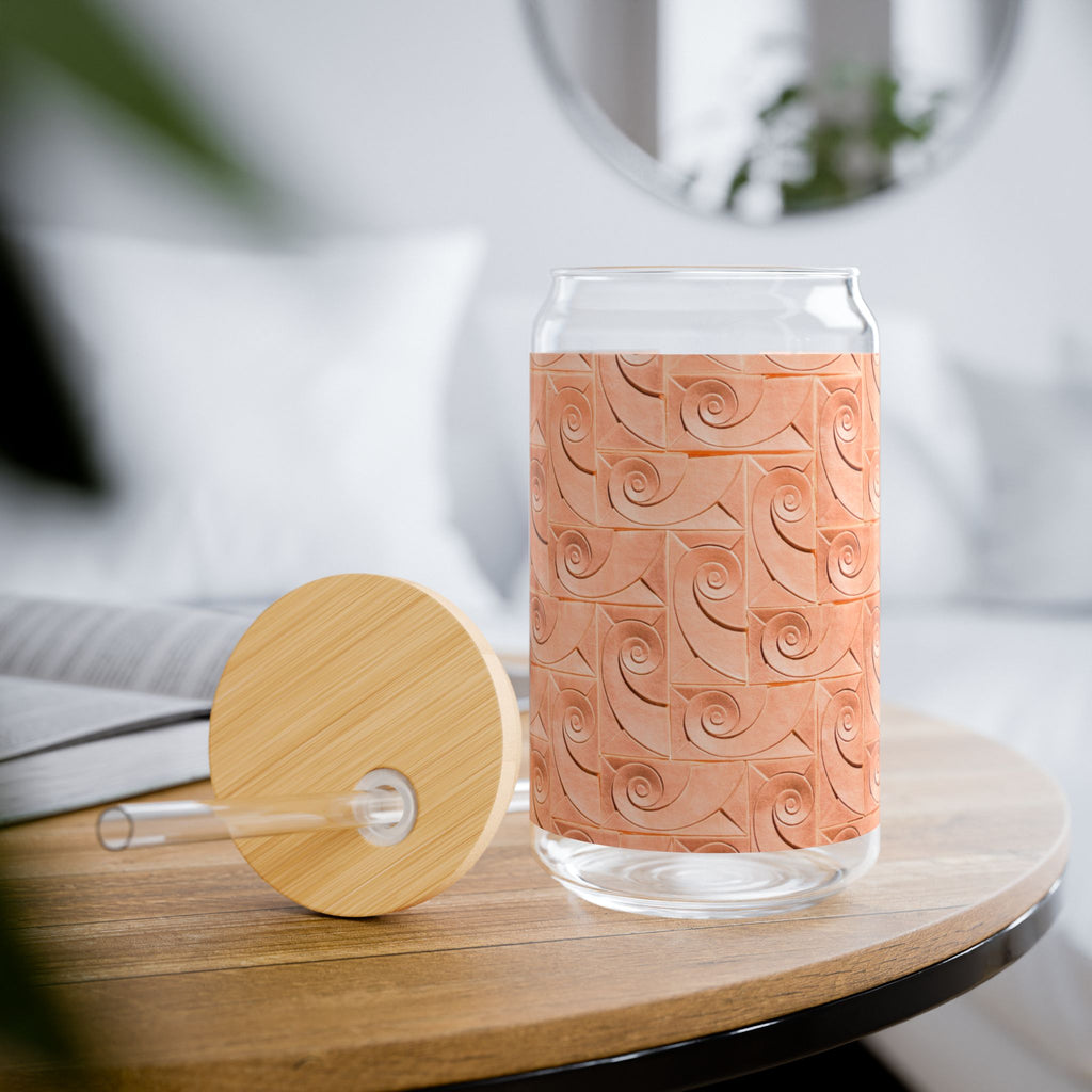 THE ROSCOE - Peach Swirl | Glamorous ART DECO SIPPER GLASS 16oz