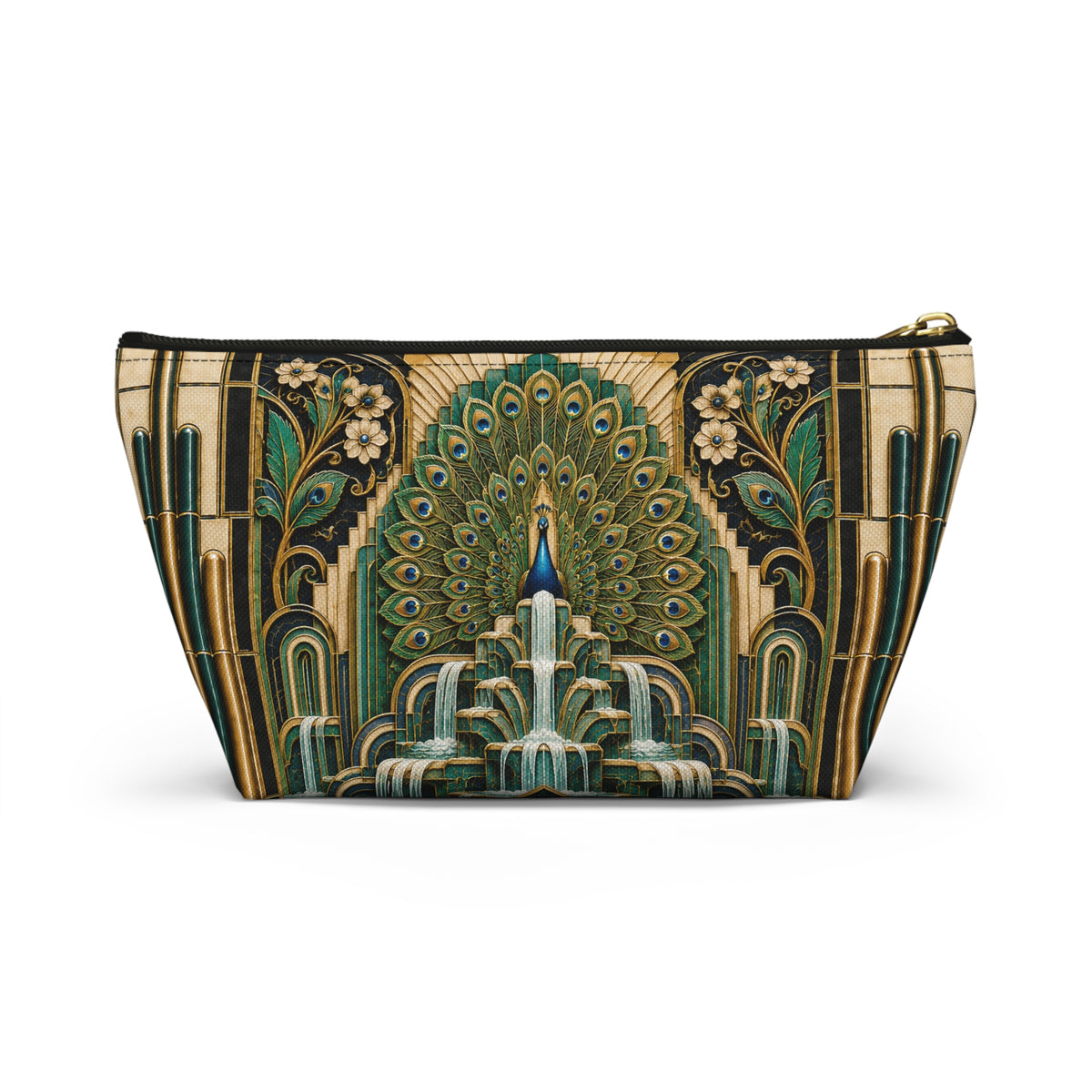 THE PLUME - Emerald Gold | Glamorous Art Deco Makeup Bag - Accessory Cosmetic Pouch