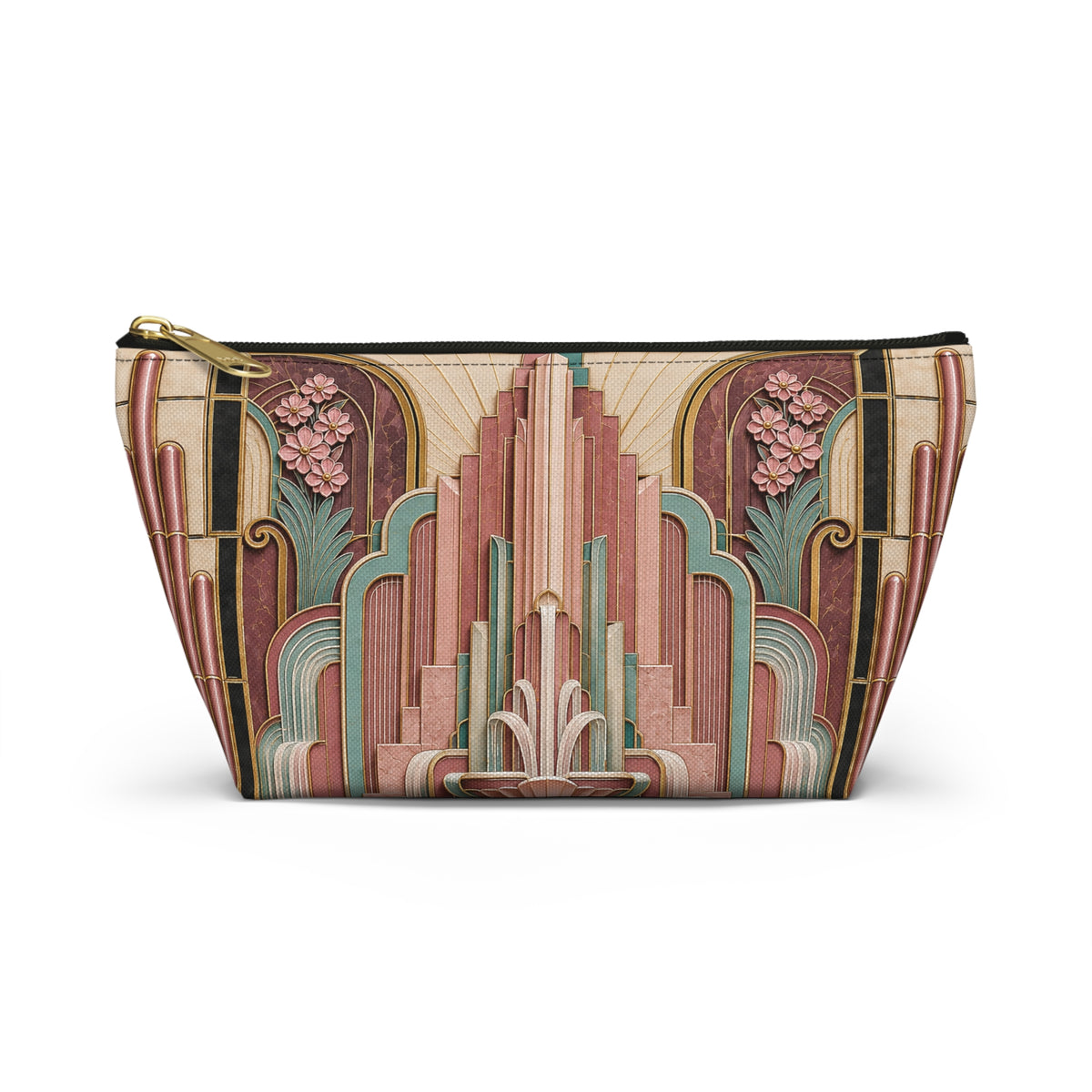 THE PARAMOUNT - Rose Pink | Glamorous Art Deco Makeup Bag - Accessory Cosmetic Pouch