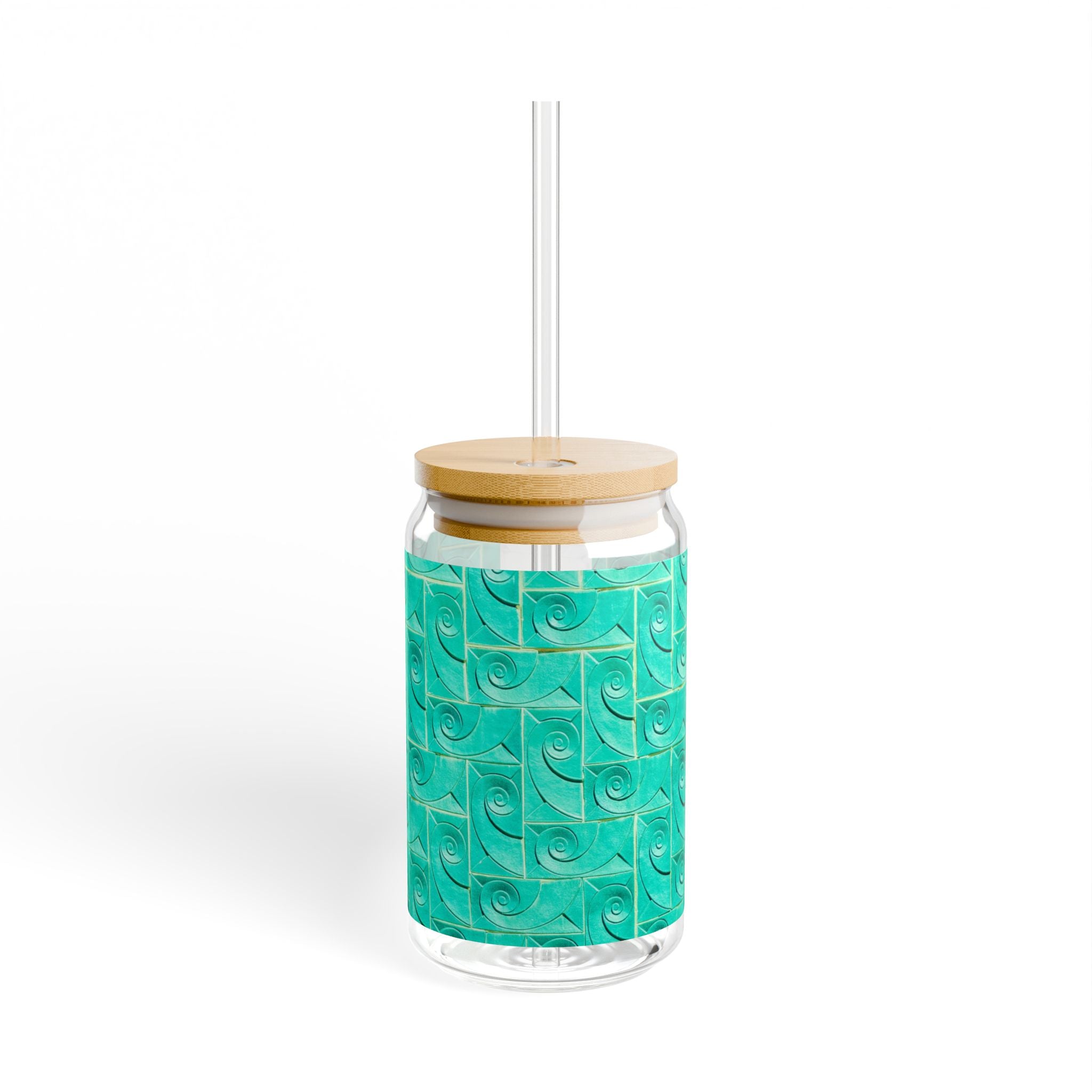 THE ROSCOE - Teal Swirl | Glamorous ART DECO SIPPER GLASS 16oz