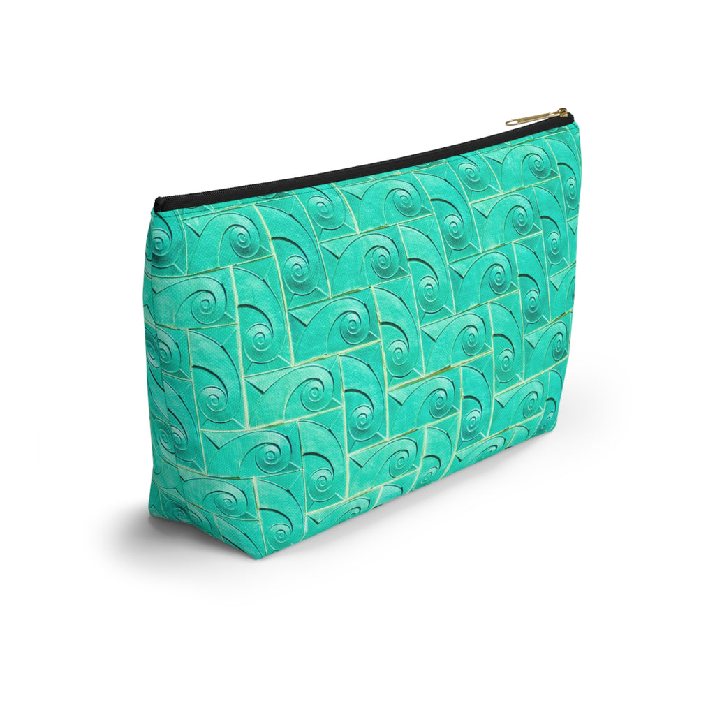 Glamorous Art Deco Makeup Bag - Accessory Cosmetic Pouch | THE ROSCOE - Turquoise Swirl