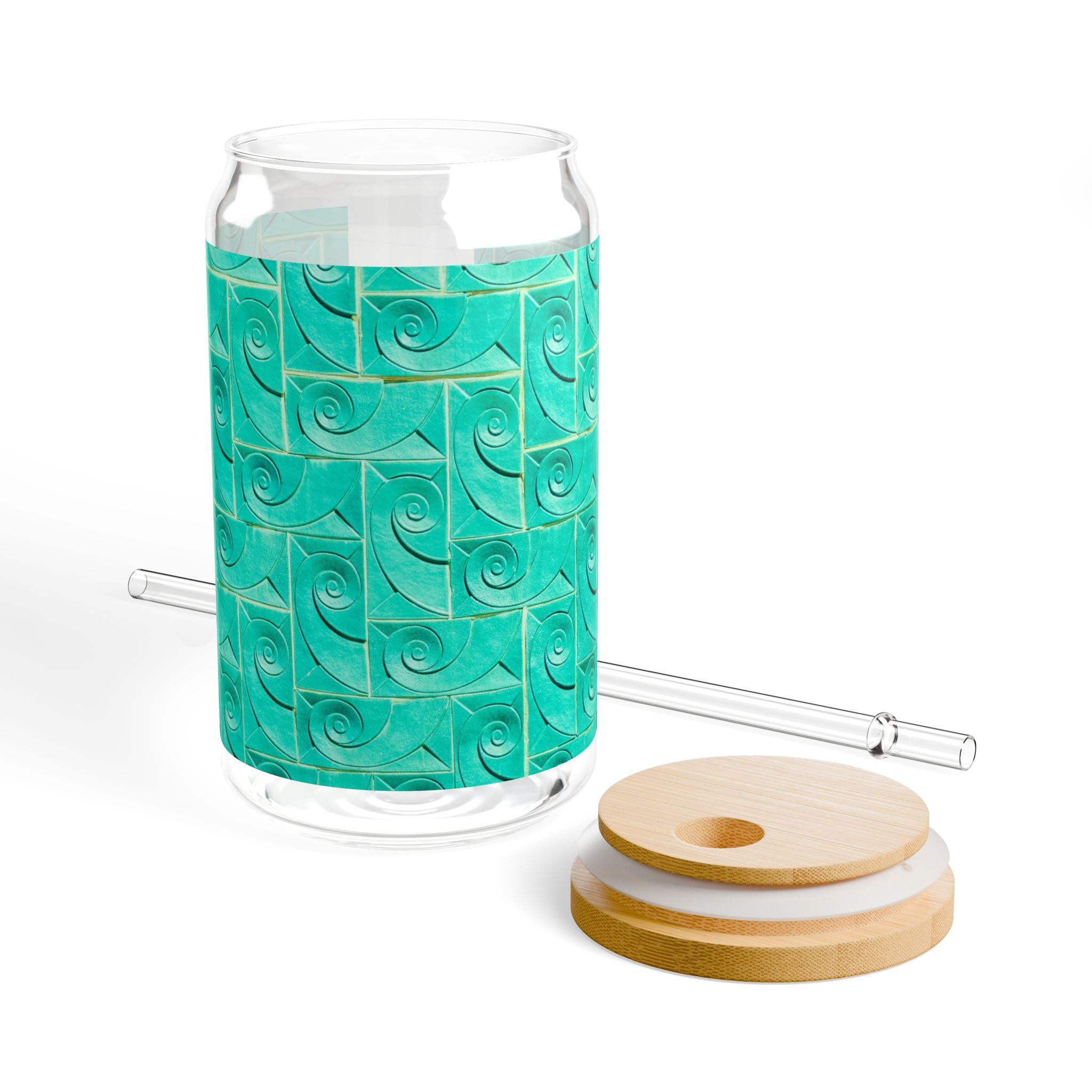 THE ROSCOE - Teal Swirl | Glamorous ART DECO SIPPER GLASS 16oz