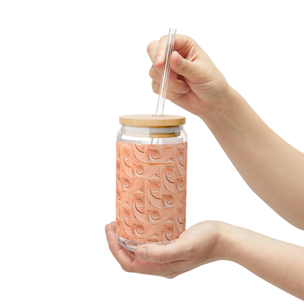 THE ROSCOE - Peach Swirl | Glamorous ART DECO SIPPER GLASS 16oz