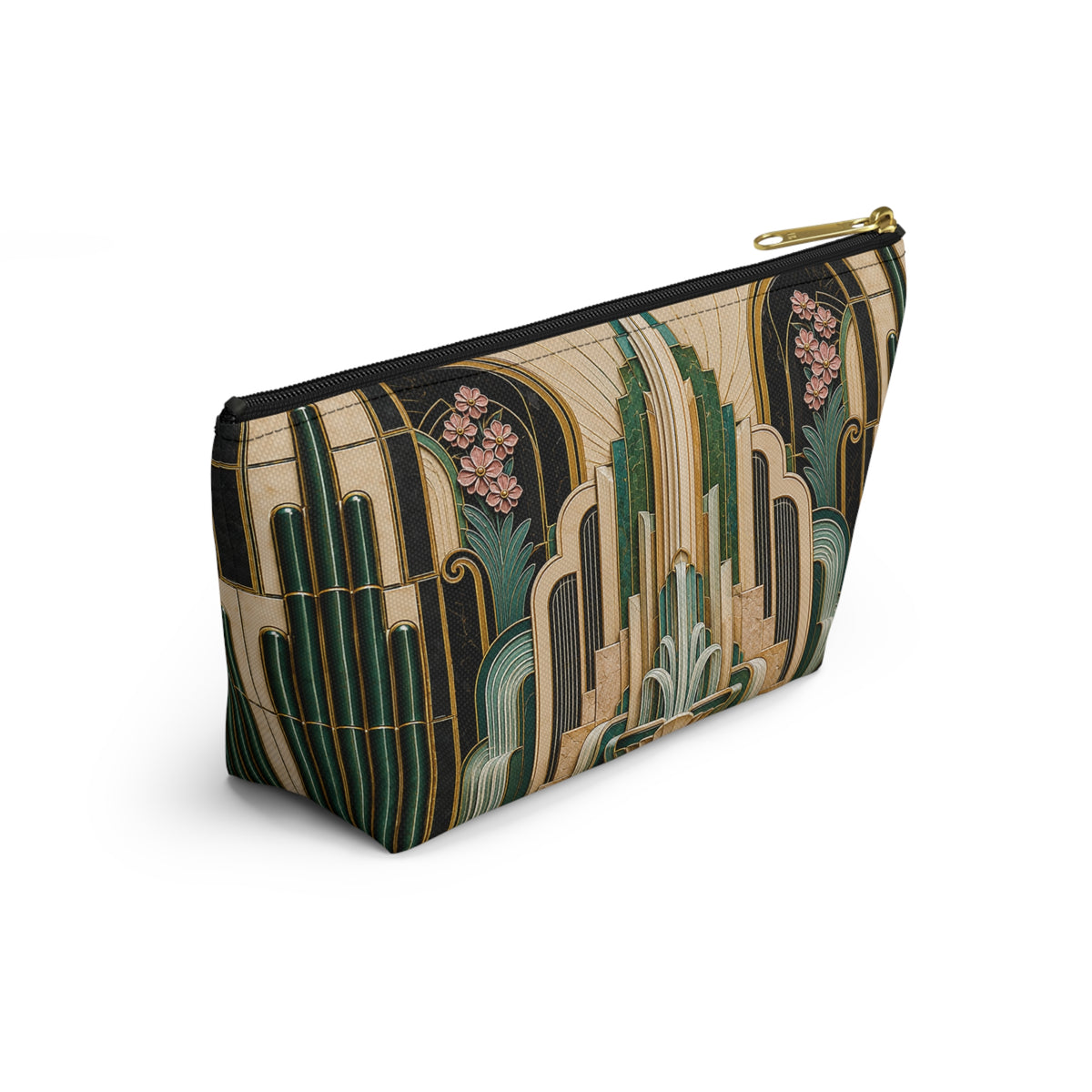 THE PARAMOUNT - Emerald Gold | Glamorous Art Deco Makeup Bag - Accessory Cosmetic Pouch
