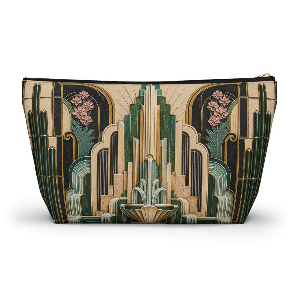 THE PARAMOUNT - Emerald Gold | Glamorous Art Deco Makeup Bag - Accessory Cosmetic Pouch