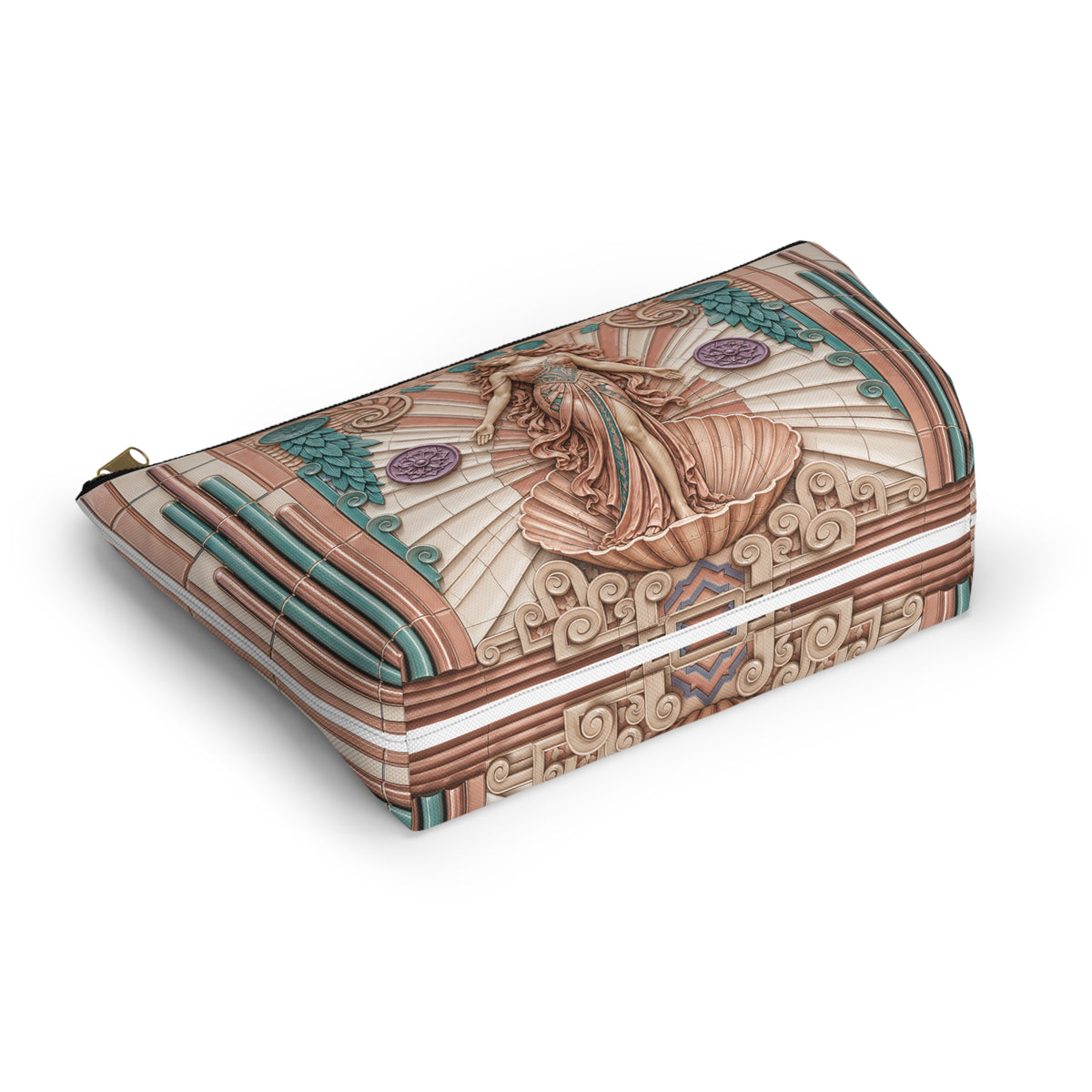 THE VENUS - Rose Teal | Glamorous Art Deco Makeup Bag - Accessory Cosmetic Pouch