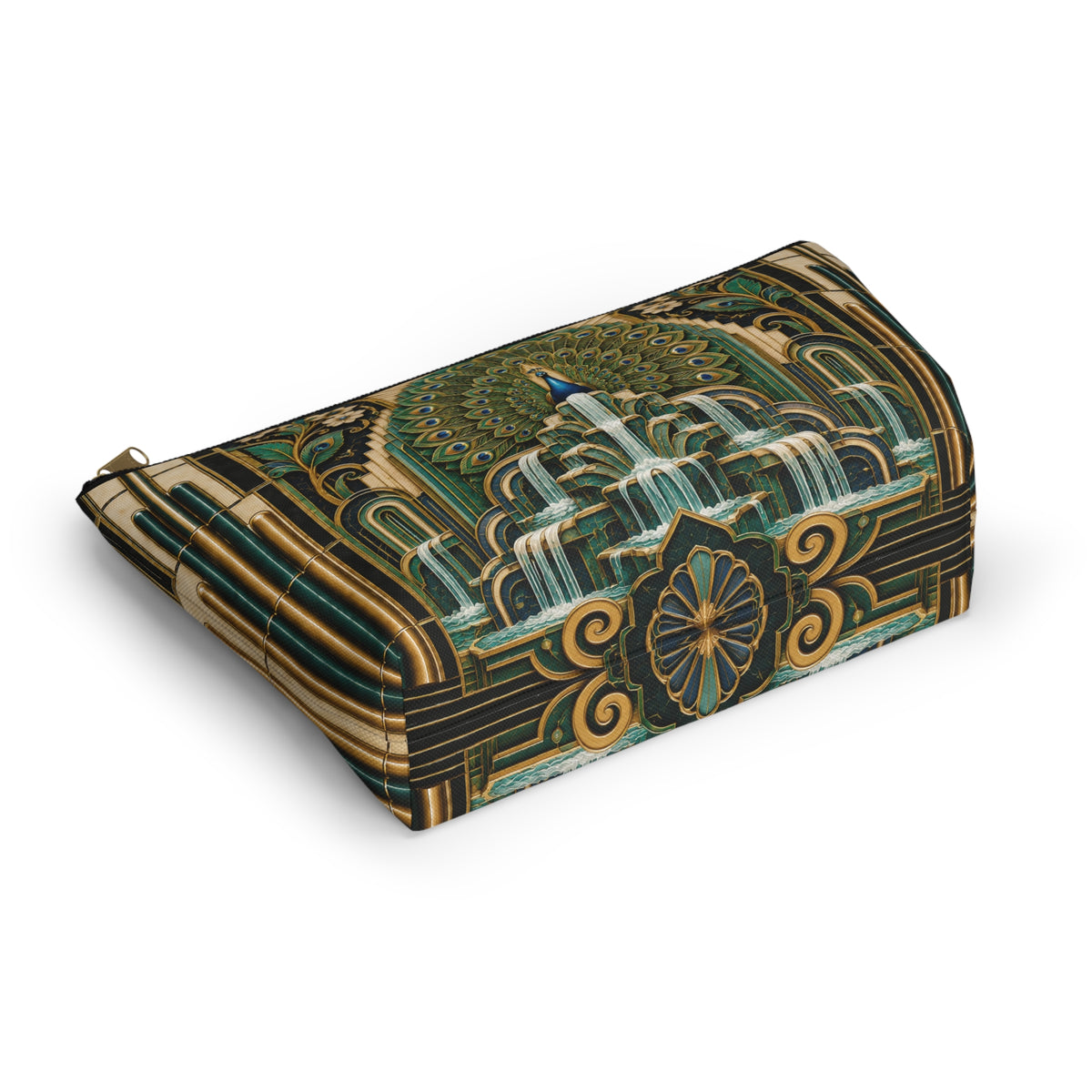 THE PLUME - Emerald Gold | Glamorous Art Deco Makeup Bag - Accessory Cosmetic Pouch