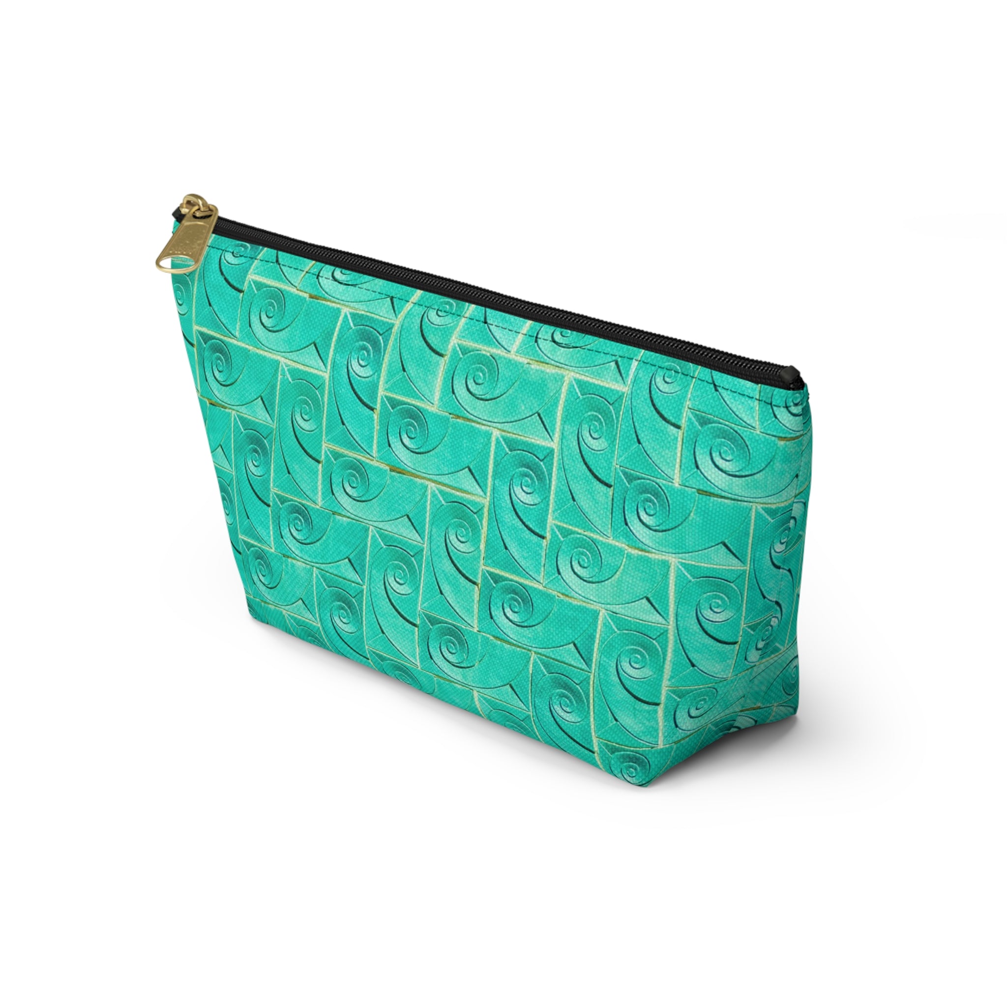 Glamorous Art Deco Makeup Bag - Accessory Cosmetic Pouch | THE ROSCOE - Turquoise Swirl