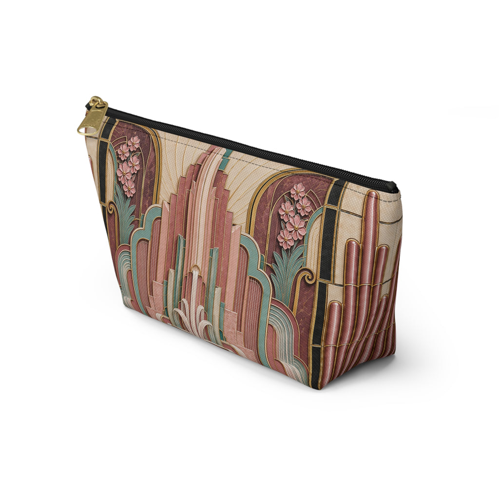THE PARAMOUNT - Rose Pink | Glamorous Art Deco Makeup Bag - Accessory Cosmetic Pouch