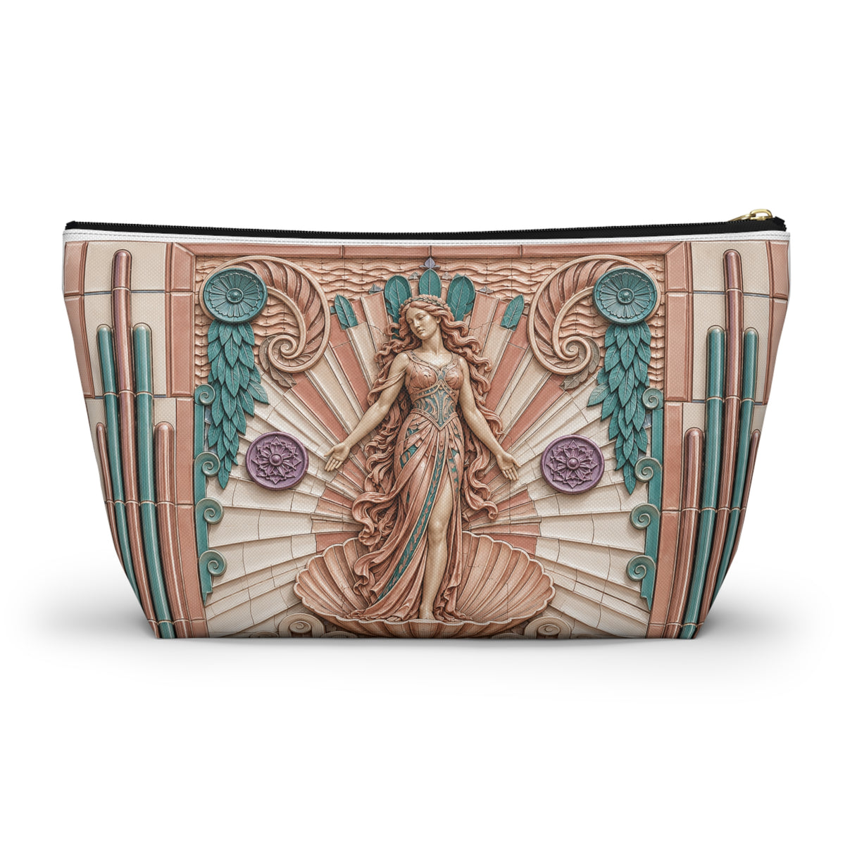 THE VENUS - Rose Teal | Glamorous Art Deco Makeup Bag - Accessory Cosmetic Pouch