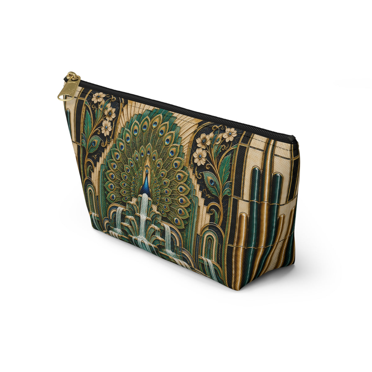THE PLUME - Emerald Gold | Glamorous Art Deco Makeup Bag - Accessory Cosmetic Pouch