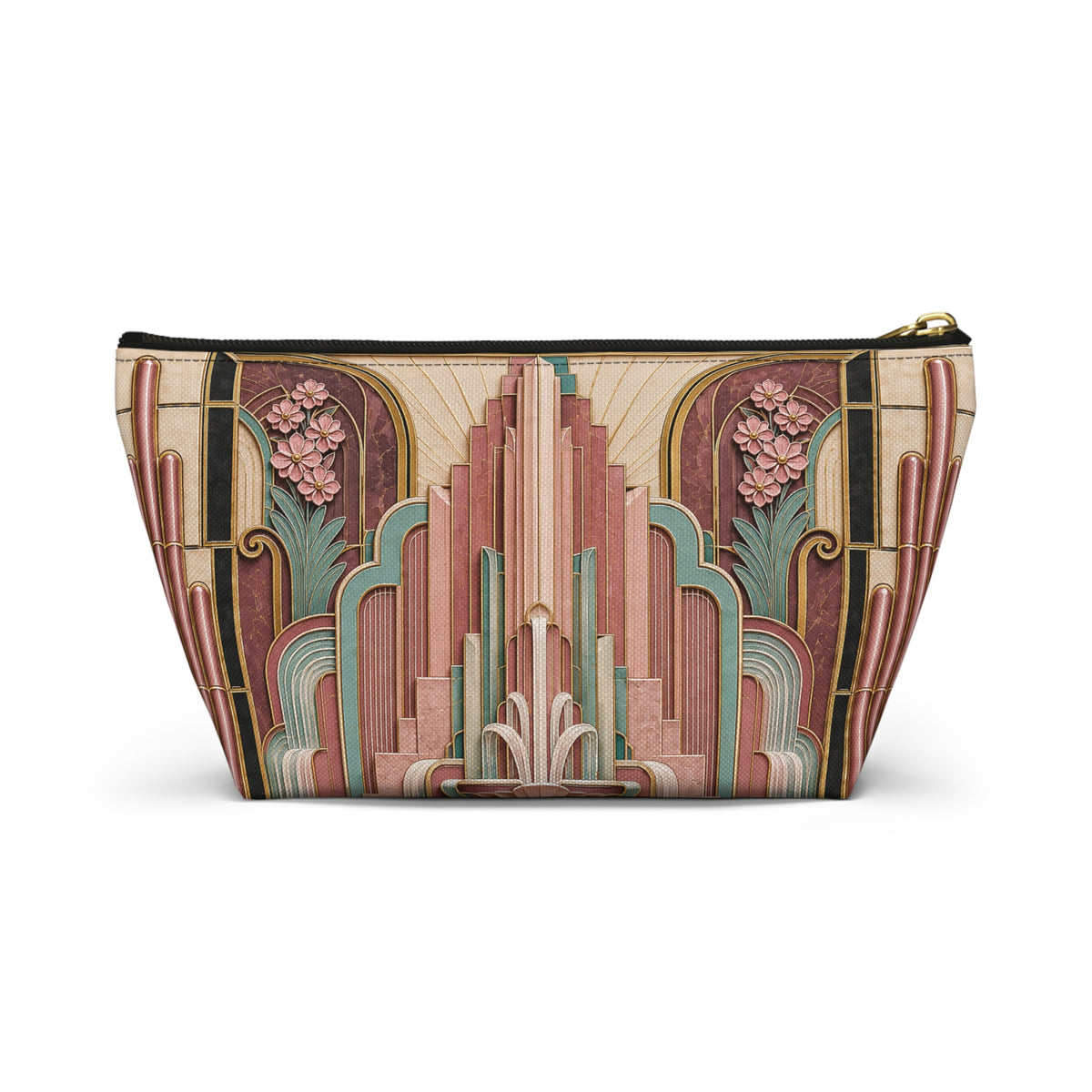 THE PARAMOUNT - Rose Pink | Glamorous Art Deco Makeup Bag - Accessory Cosmetic Pouch