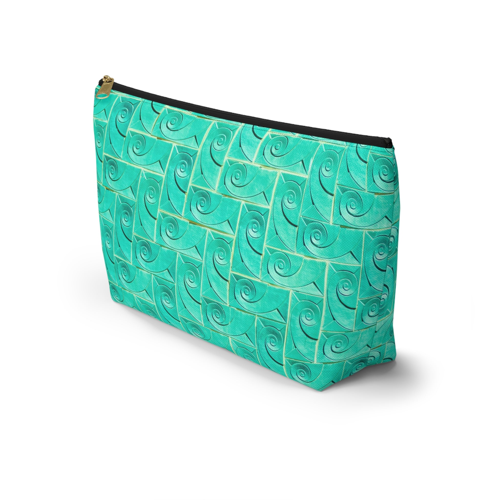 Glamorous Art Deco Makeup Bag - Accessory Cosmetic Pouch | THE ROSCOE - Turquoise Swirl