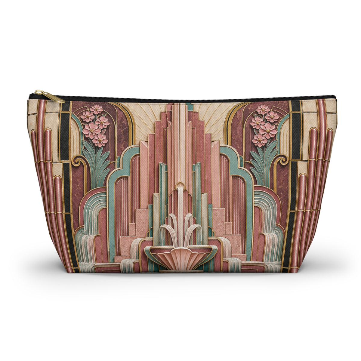 THE PARAMOUNT - Rose Pink | Glamorous Art Deco Makeup Bag - Accessory Cosmetic Pouch