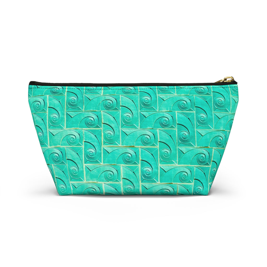 Glamorous Art Deco Makeup Bag - Accessory Cosmetic Pouch | THE ROSCOE - Turquoise Swirl