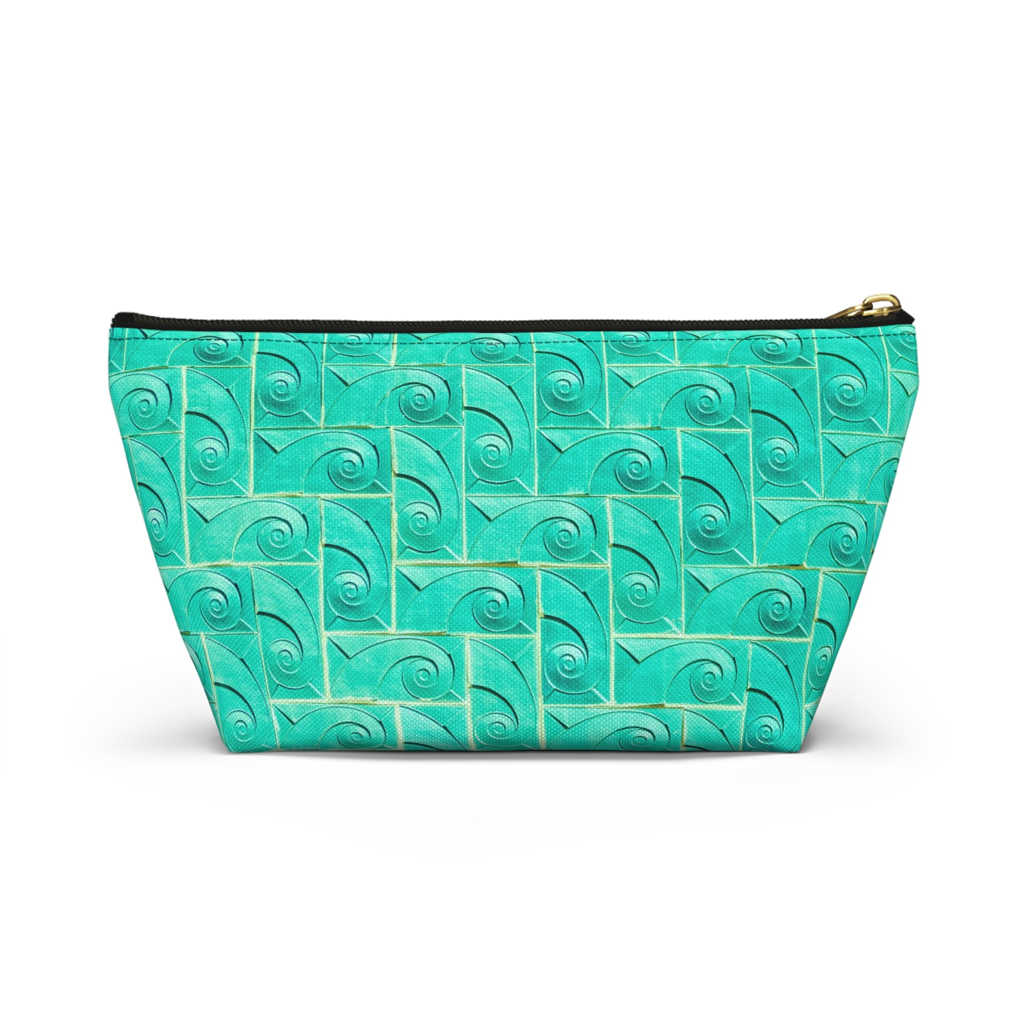Glamorous Art Deco Makeup Bag - Accessory Cosmetic Pouch | THE ROSCOE - Turquoise Swirl