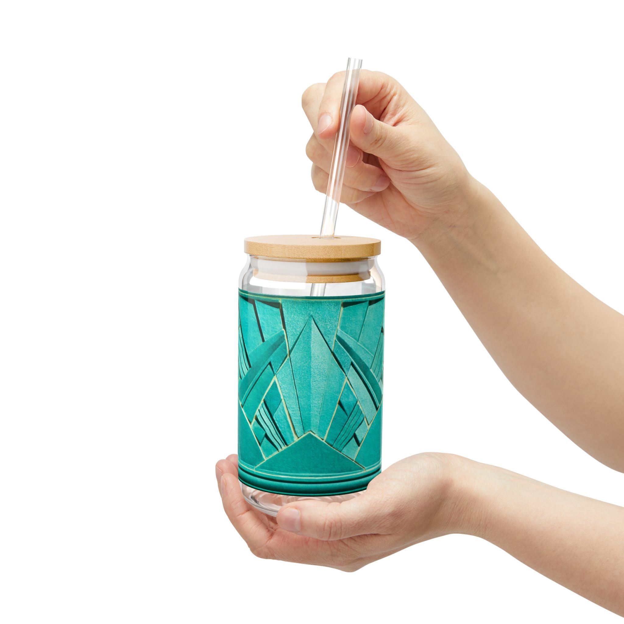 THE OPULENCE - Teal Treat | Glamorous ART DECO SIPPER GLASS 16oz