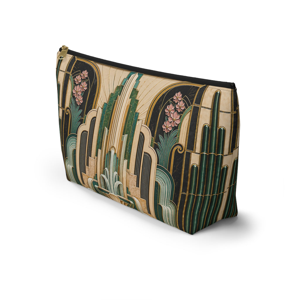 THE PARAMOUNT - Emerald Gold | Glamorous Art Deco Makeup Bag - Accessory Cosmetic Pouch
