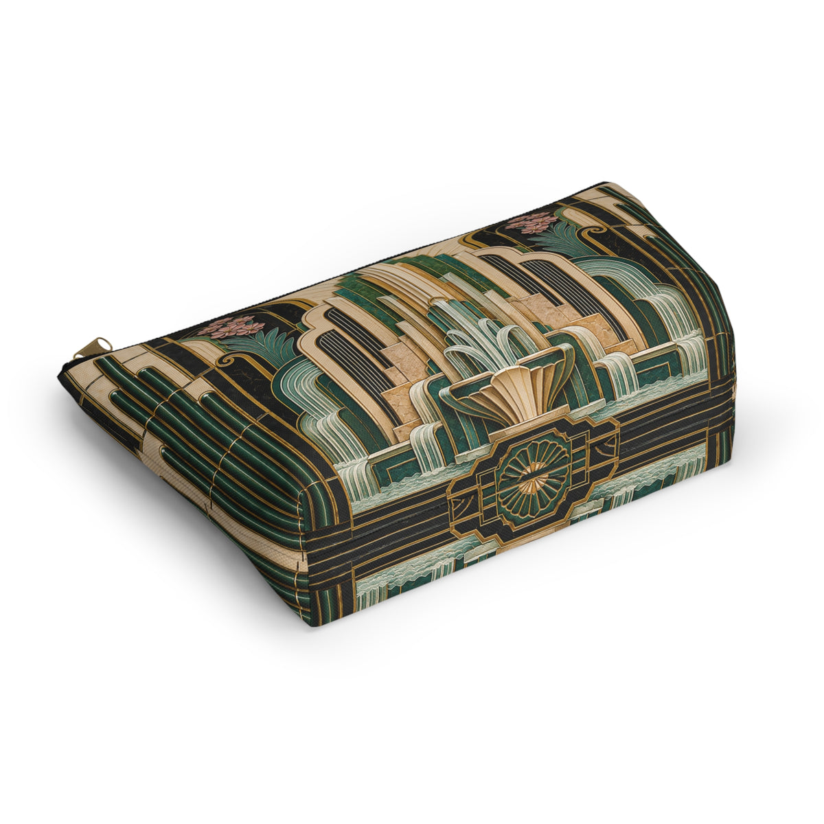 THE PARAMOUNT - Emerald Gold | Glamorous Art Deco Makeup Bag - Accessory Cosmetic Pouch