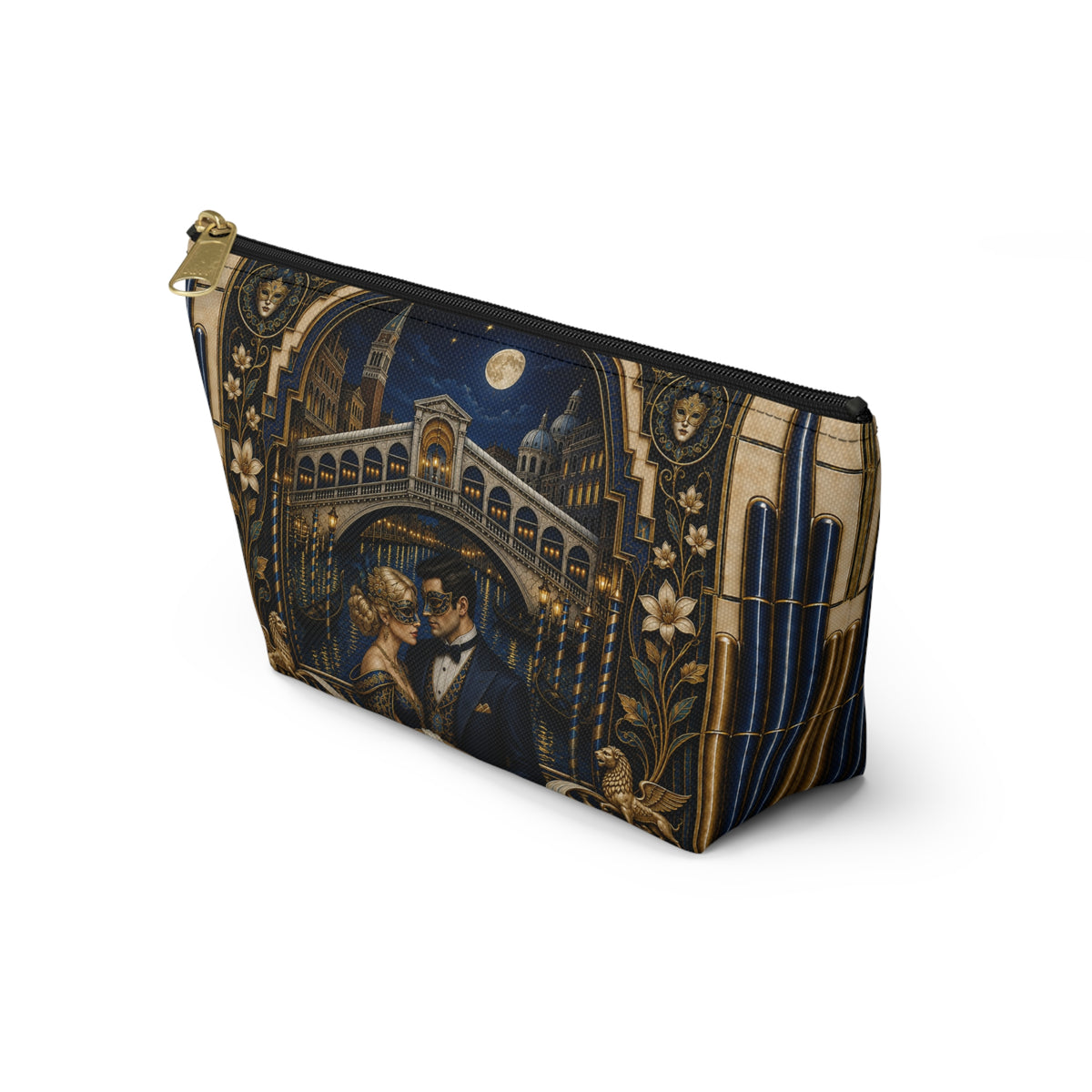 THE VENETIAN - Midnight Masquerade | Glamorous Art Deco Makeup Bag - Accessory Cosmetic Pouch