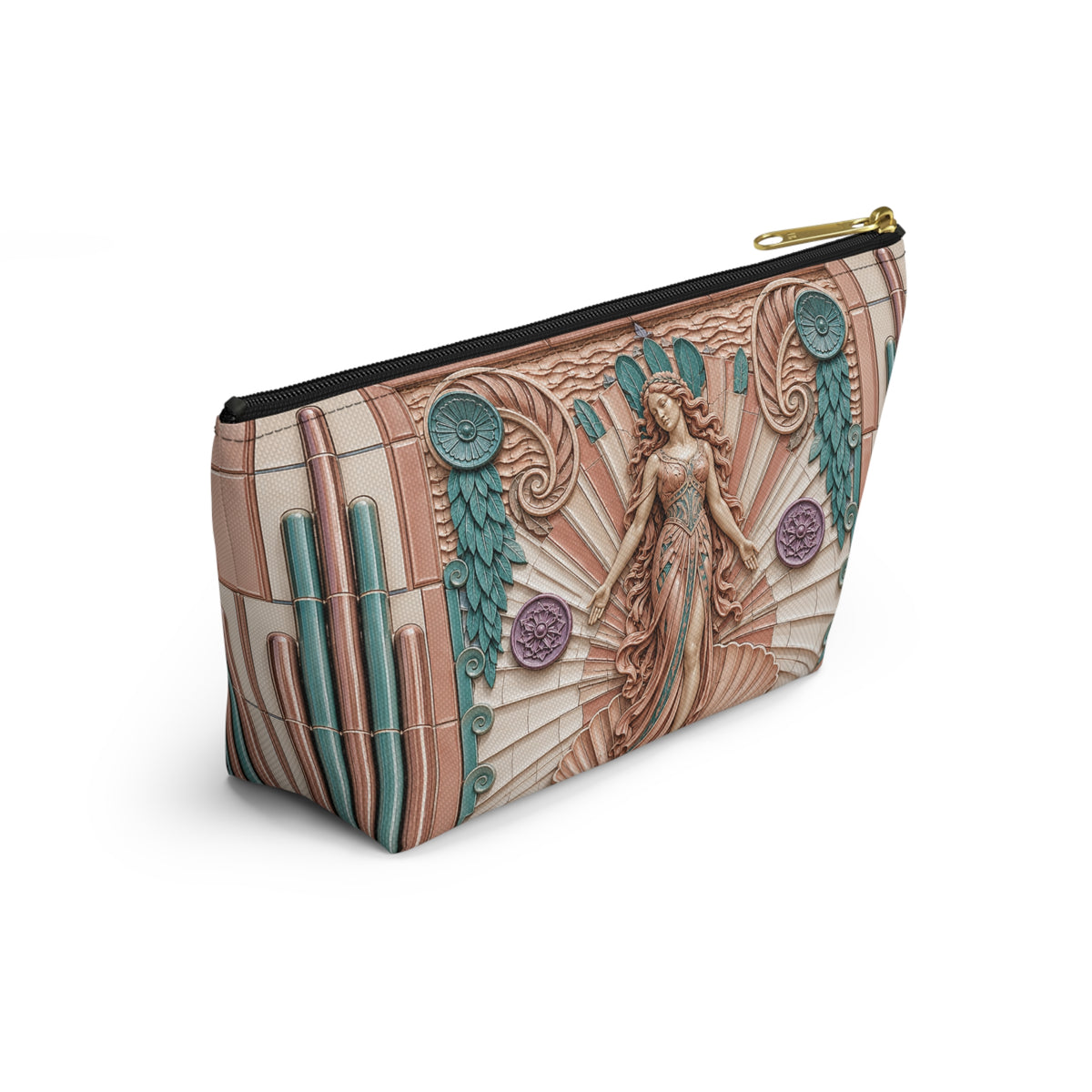 THE VENUS - Rose Teal | Glamorous Art Deco Makeup Bag - Accessory Cosmetic Pouch