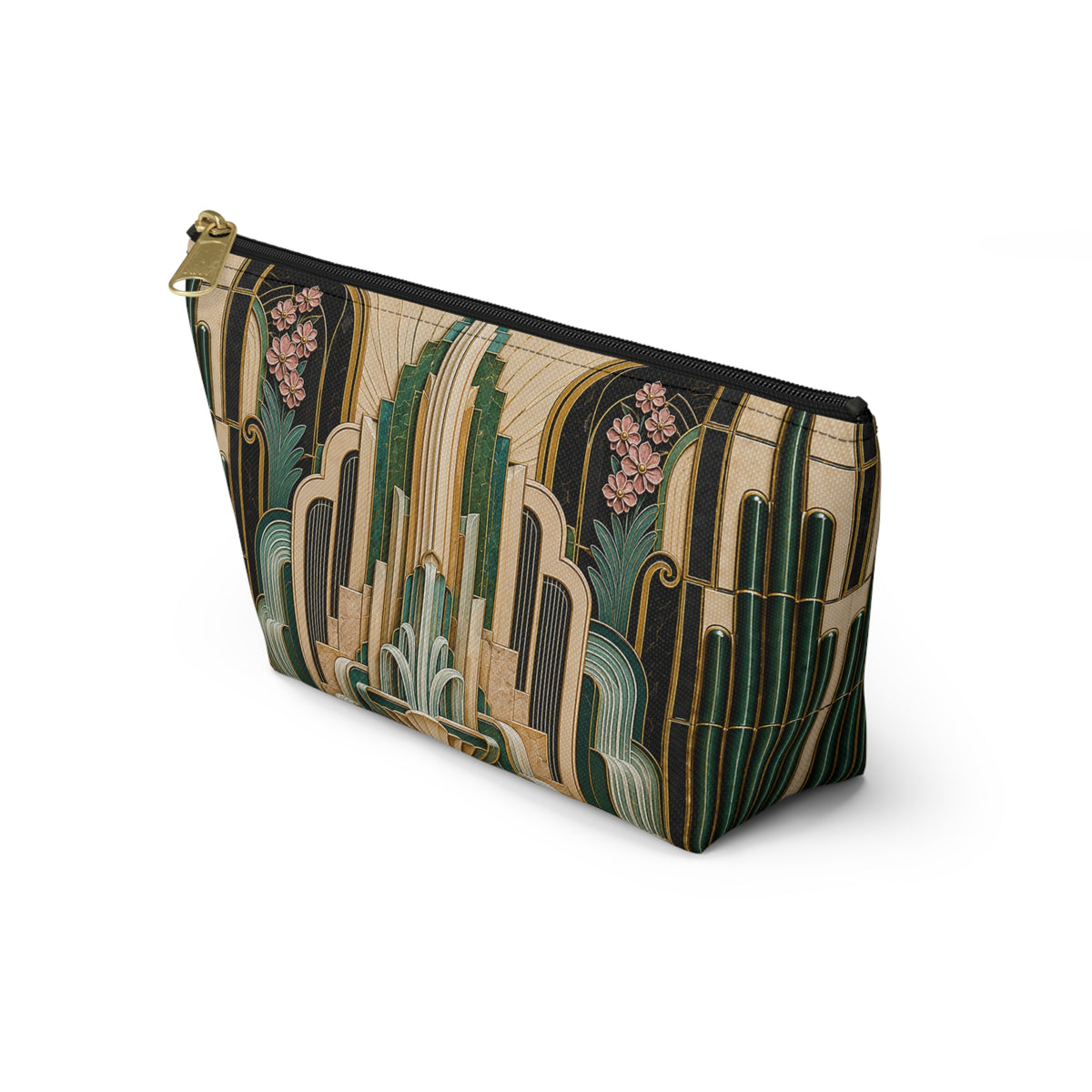 THE PARAMOUNT - Emerald Gold | Glamorous Art Deco Makeup Bag - Accessory Cosmetic Pouch