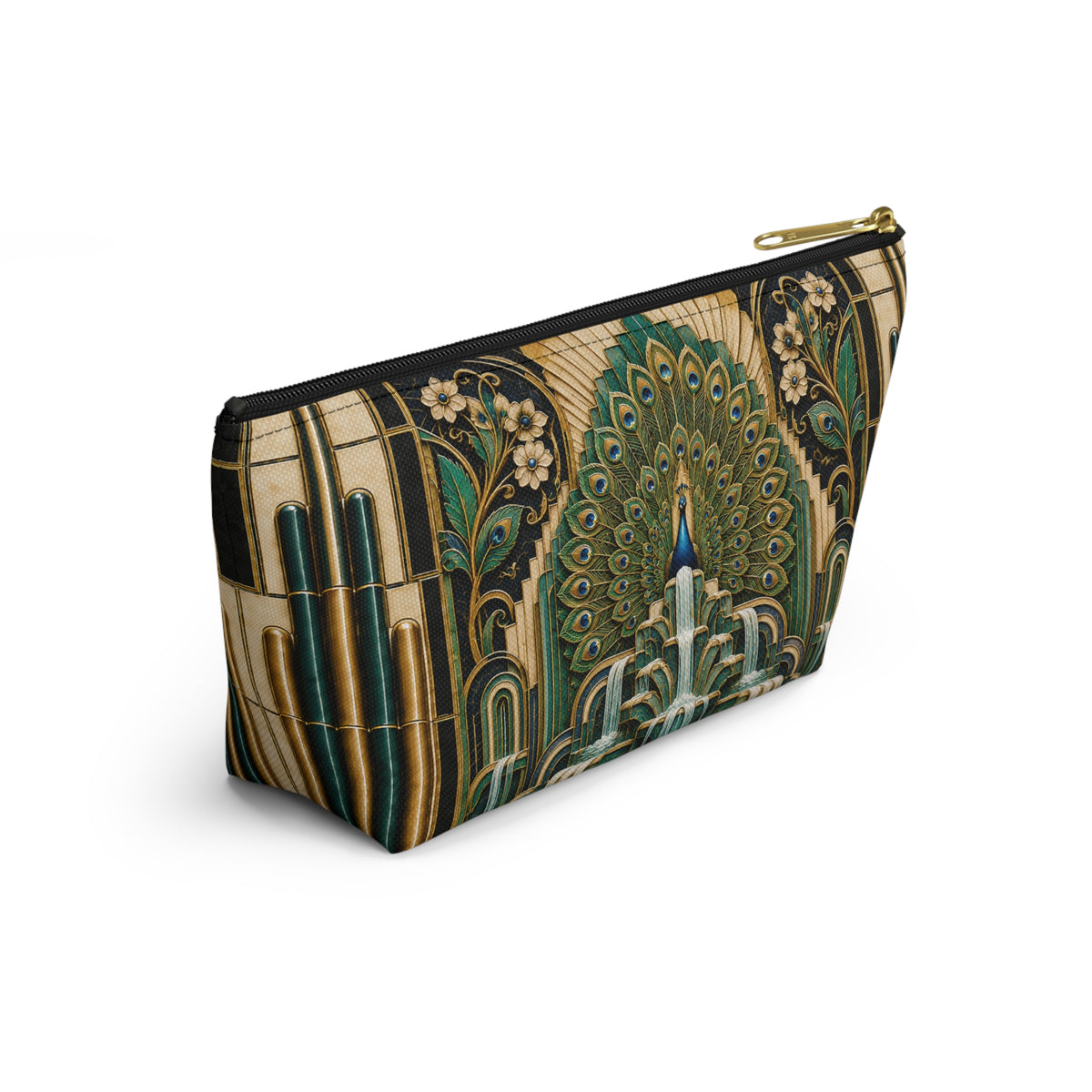 THE PLUME - Emerald Gold | Glamorous Art Deco Makeup Bag - Accessory Cosmetic Pouch