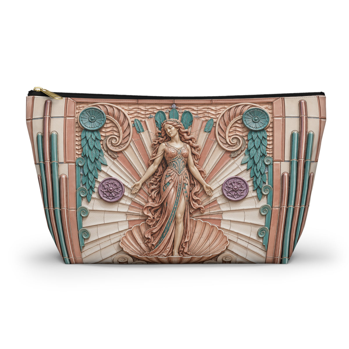 THE VENUS - Rose Teal | Glamorous Art Deco Makeup Bag - Accessory Cosmetic Pouch
