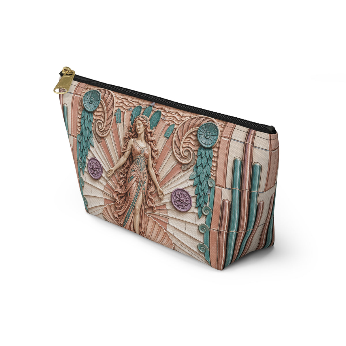 THE VENUS - Rose Teal | Glamorous Art Deco Makeup Bag - Accessory Cosmetic Pouch