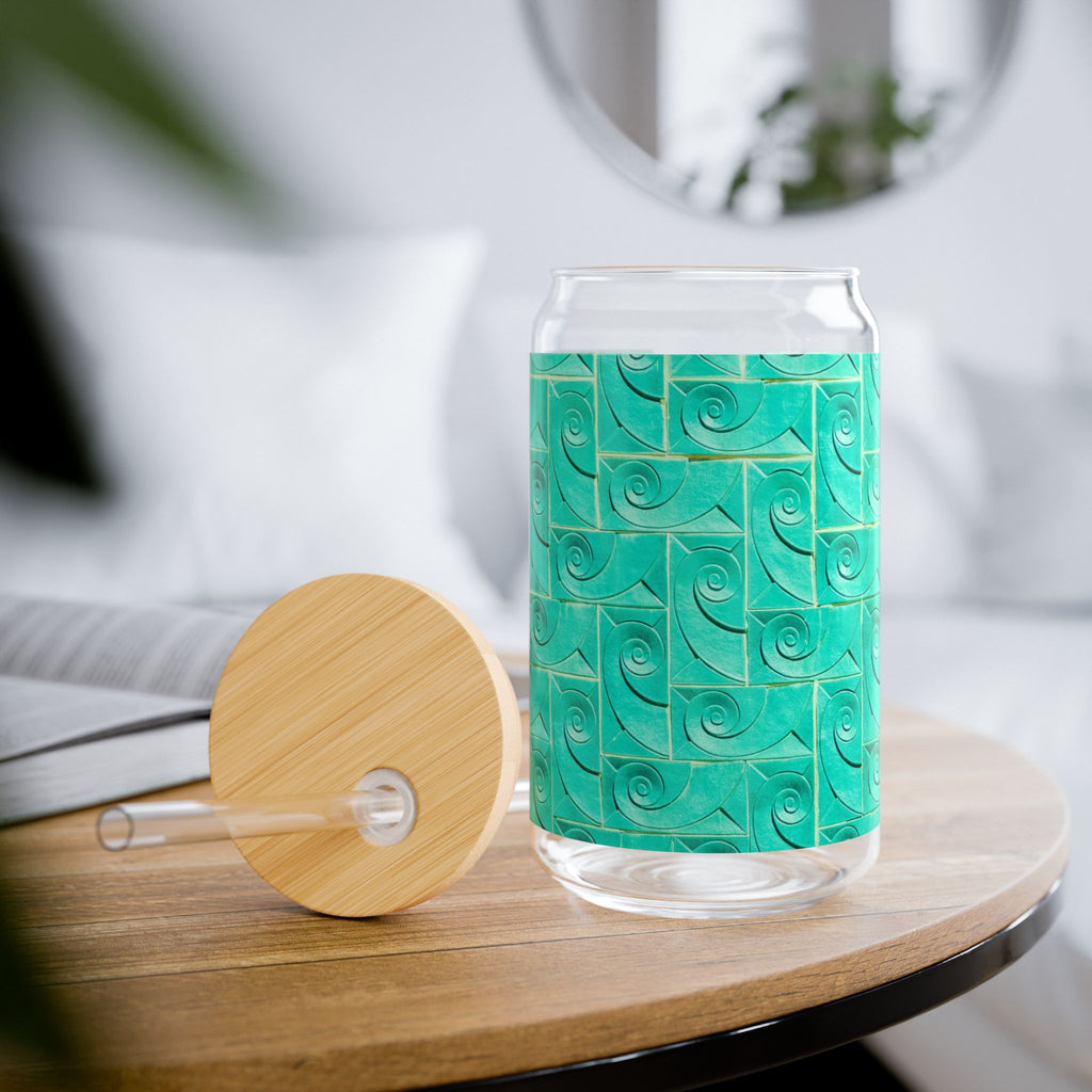 THE ROSCOE - Teal Swirl | Glamorous ART DECO SIPPER GLASS 16oz