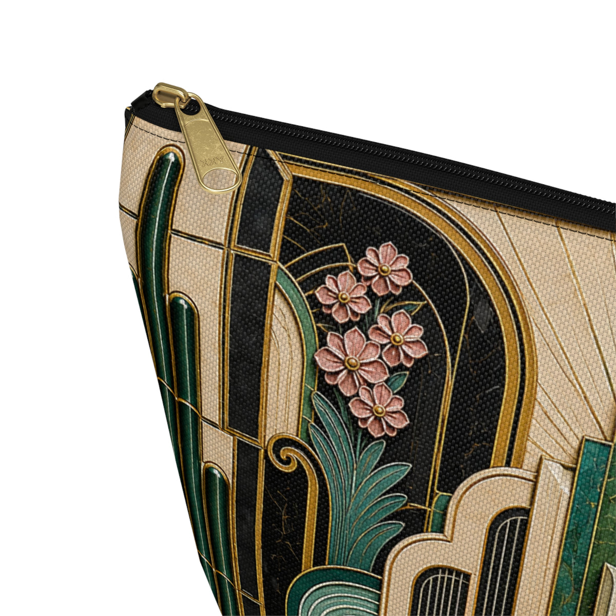 THE PARAMOUNT - Emerald Gold | Glamorous Art Deco Makeup Bag - Accessory Cosmetic Pouch