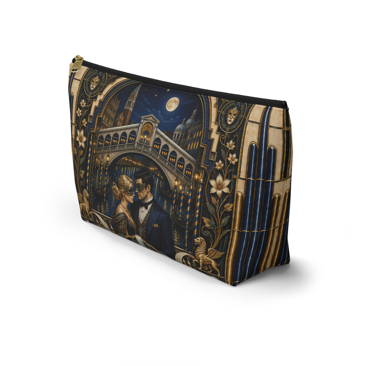 THE VENETIAN - Midnight Masquerade | Glamorous Art Deco Makeup Bag - Accessory Cosmetic Pouch