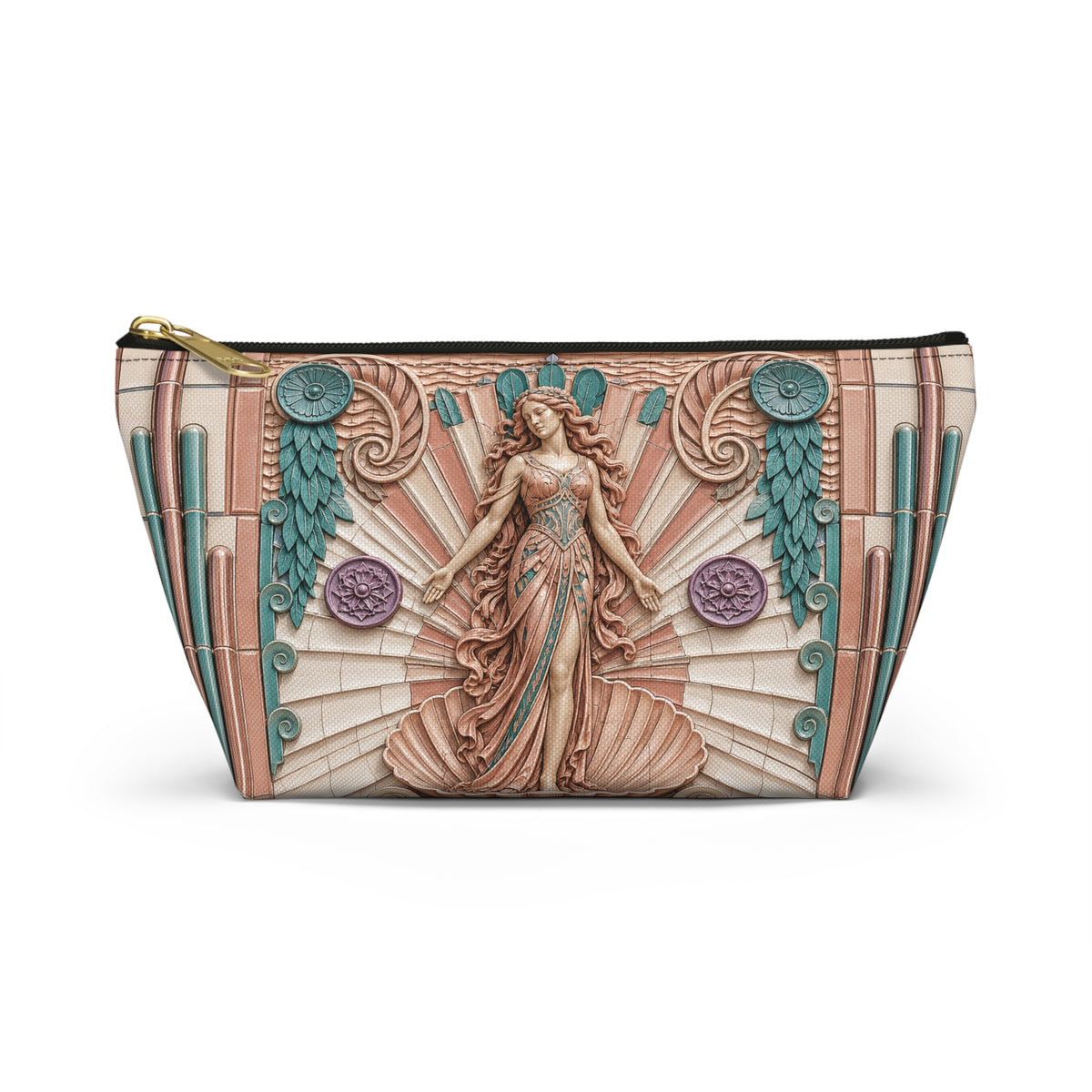 THE VENUS - Rose Teal | Glamorous Art Deco Makeup Bag - Accessory Cosmetic Pouch